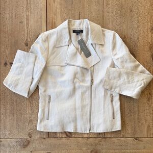 Ann Taylor Natural Linen Blend Women's Jacket, 2 Petite